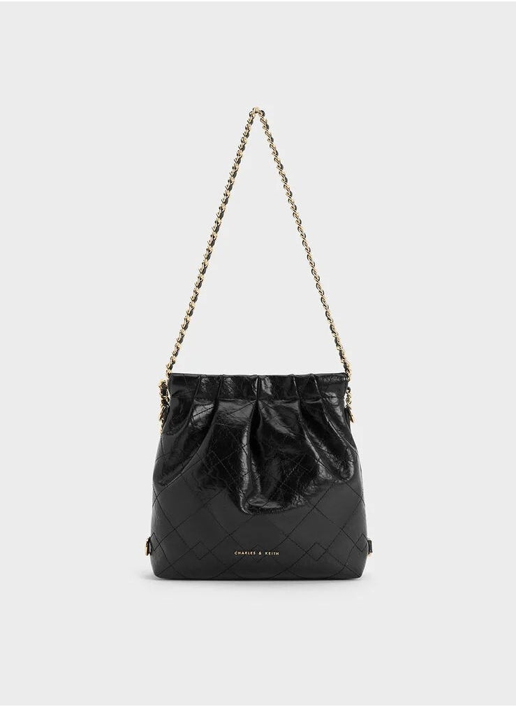Charles & Keith Duo Chain-Handle Two-Way Backpack & Shoulder Bag - Black  - Image 1