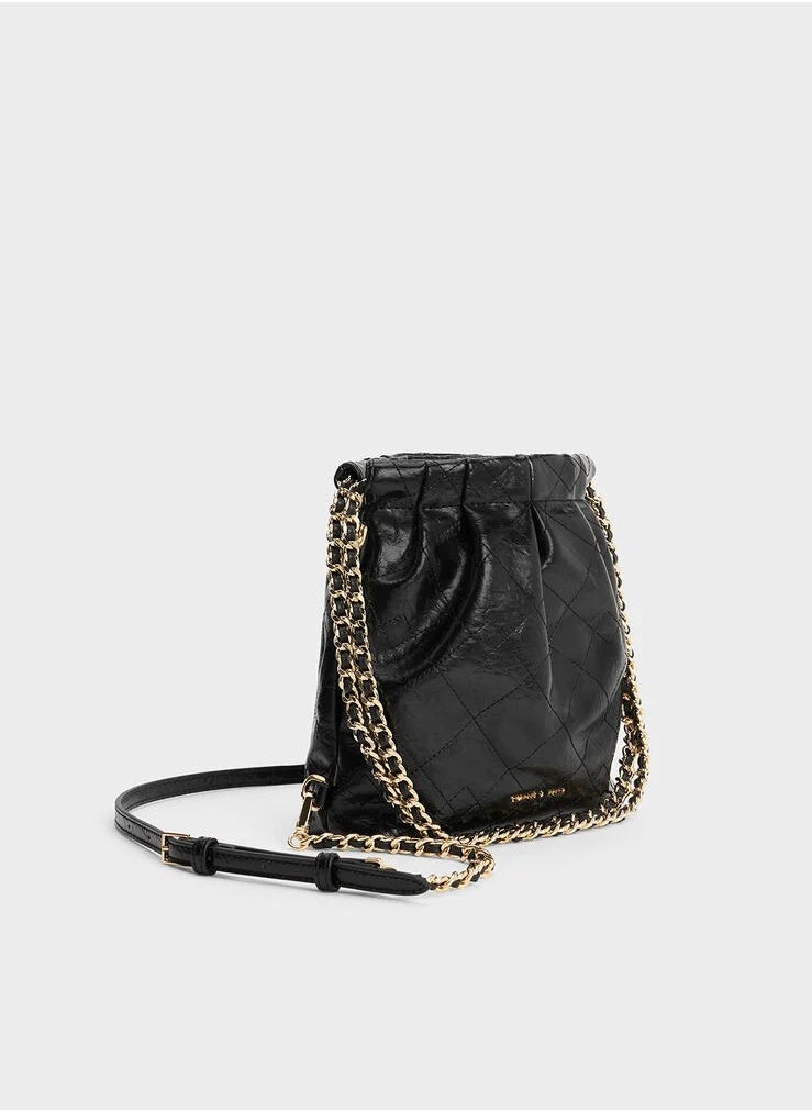Charles & Keith Duo Chain-Handle Two-Way Backpack & Shoulder Bag - Black  - Image 3
