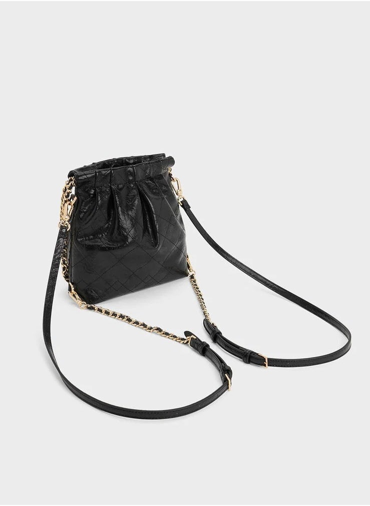 Charles & Keith Duo Chain-Handle Two-Way Backpack & Shoulder Bag - Black  - Image 4