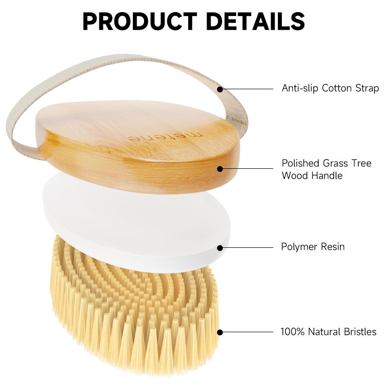 Metene Dry Brushing Body Brush, Exfoliating Body Scrubbers, Natural Bristles for Dry Skin, Improve Circulation, Stop Ingrown Hairs, Reduce Acne and Cellulite - Image 4