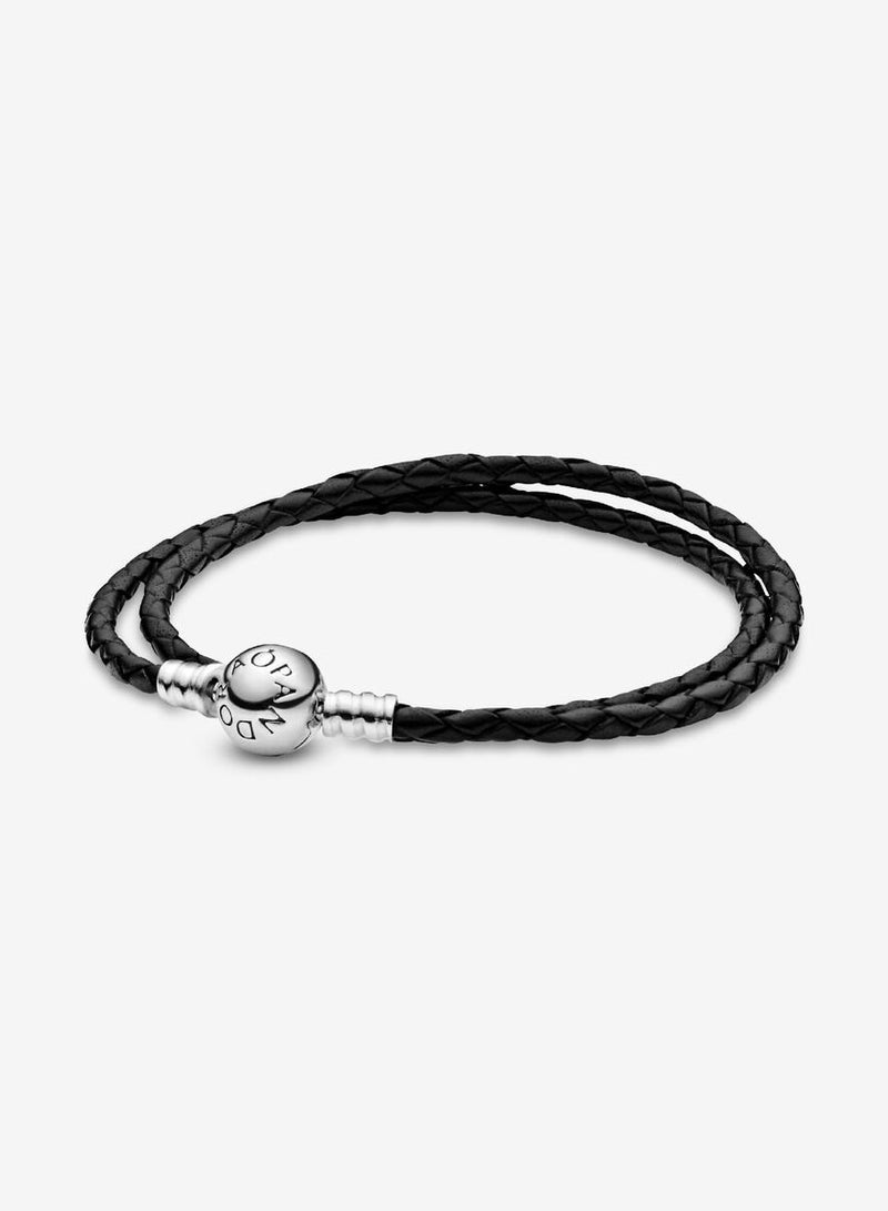 Double Black Leather Bracelet - Image 1