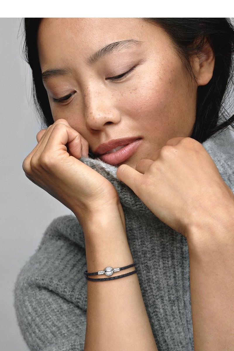 Double Black Leather Bracelet - Image 2