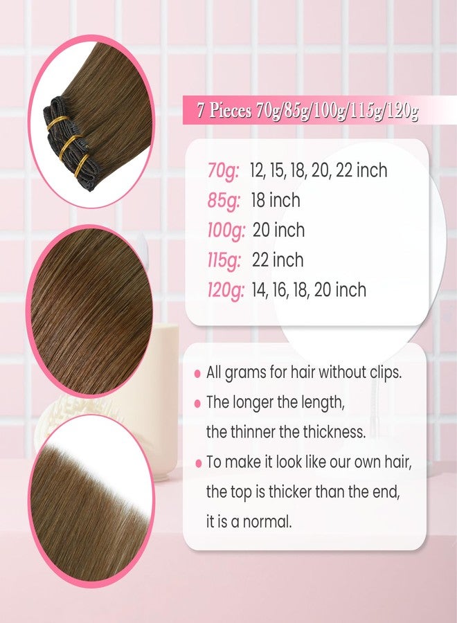 Aison Light Brown Hair Extensions Clip in Real Human Hair 70G 100% Remy Human Hair Clip in Extensions for Women 7pcs 16clips18 Inch - Image 5
