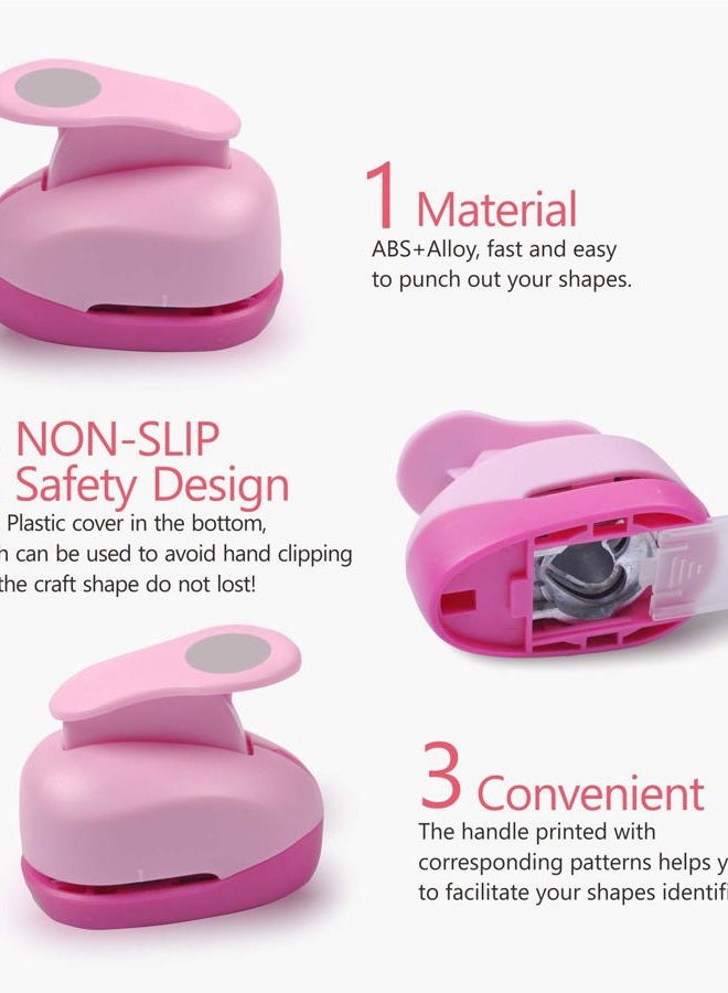 BearBoss 5 Pcs Craft Hole Punch, Handmade Scrapbook Paper Puncher, Different Size of Scrapbooking Punches Crafting Designs for Office Supplies, Card Making, DIY Albums Photos, Pink Color (Circle) - Image 5