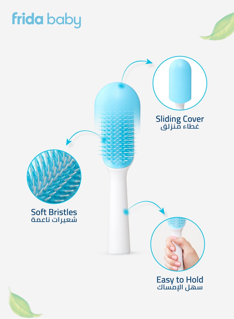 فريدا بيبي فرشاة فك تشابك الشعر - مثالية للشعر الناعم والمستقيم، شعيرات ناعمة ومرنة، تمنع الشد والتكسر، للاستخدام على الشعر الجاف أو المبلل، مقبض مريح للأطفال - Image 3