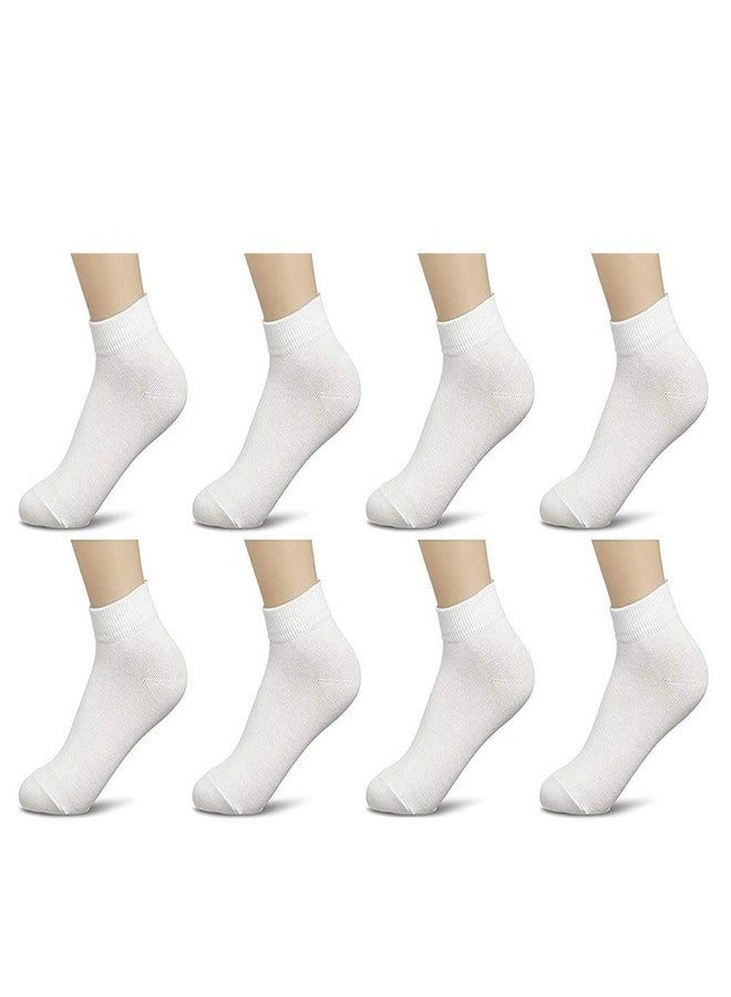 VINSON Boy's & Girl's Ankle Length Highly Stretchable Sports Socks (White)-(Pack of 8) - Image 1