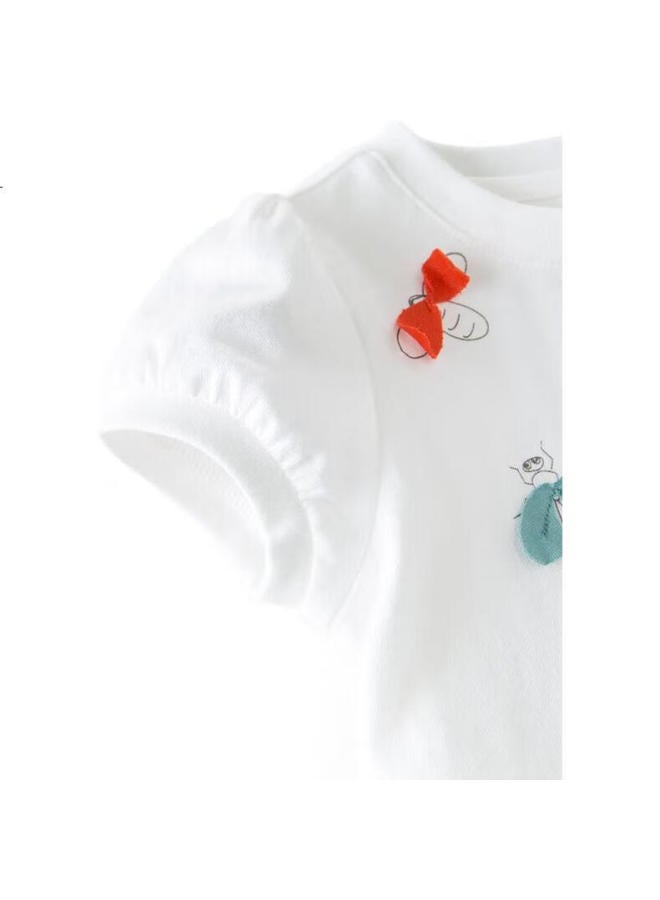 Dave & Bella Summer Children'S Girls Short Sleeve T-Shirt Infant Baby Cotton Top Db13960 White - Image 1