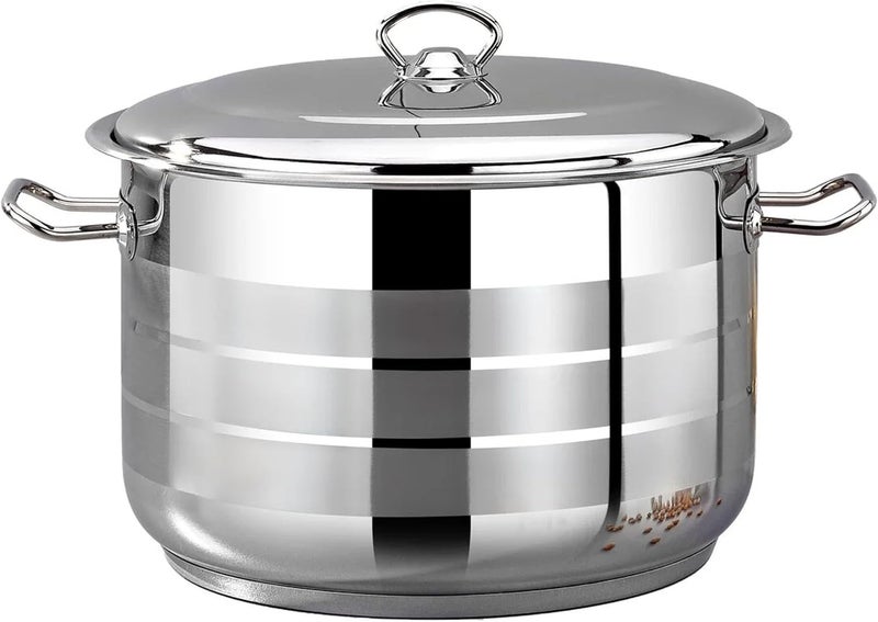 sahaba Stainless Steel Stock Pot, Encapsulated Induction Ready Cooking Pot with Lid, Oven Safe, Dishwasher Safe Premium Stainless steel 18/10 Soup bonera Casserole (22 Cm (4.25L)) - Image 2