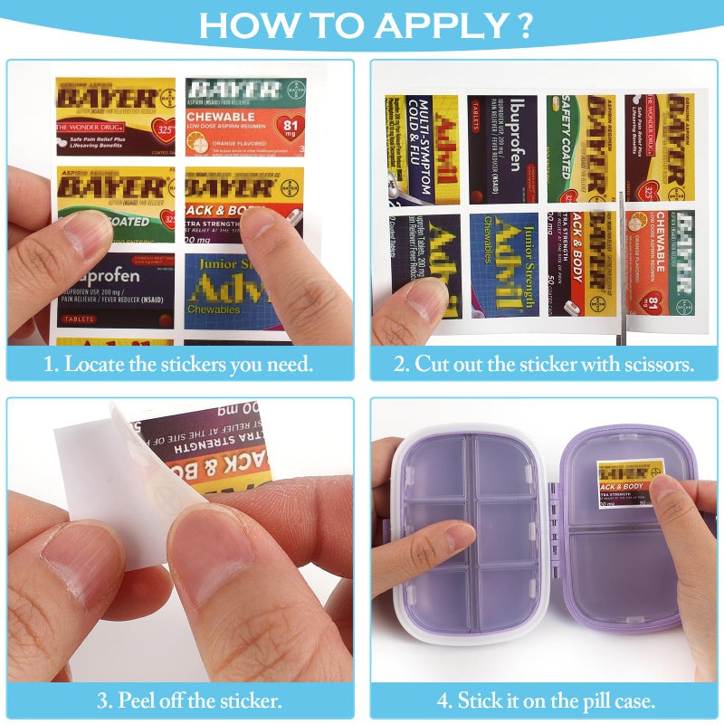vanow 482Pcs Medicine Stickers for Pill Organizers, Quality Travel Daily Medication Organizer Stickers of Brands, 47 Sheets Pill Box Lables Stickers - Image 4