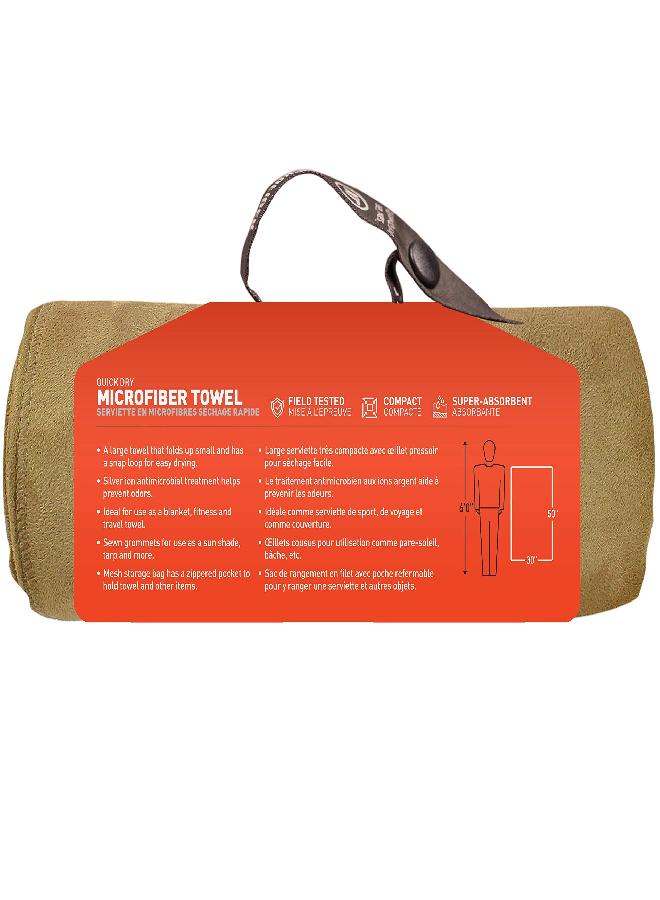 Gear Aid Quick Dry Microfiber Towel For Travel, Camping And Sports, Coyote, L, 30Â€ X 50Â€ - Image 3