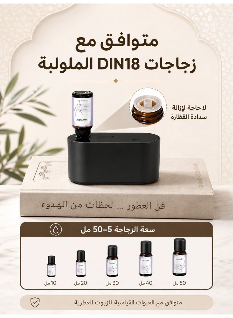 إيثارو جهاز نشر الزيوت العطرية بدون ماء بتقنية النشر بالهواء البارد، 3 مستويات تشغيل، ناشر عطر لاسلكي للمنزل والمكتب وغرفة النوم، يناسب عبوات 5-50 مل، أسود - Image 4