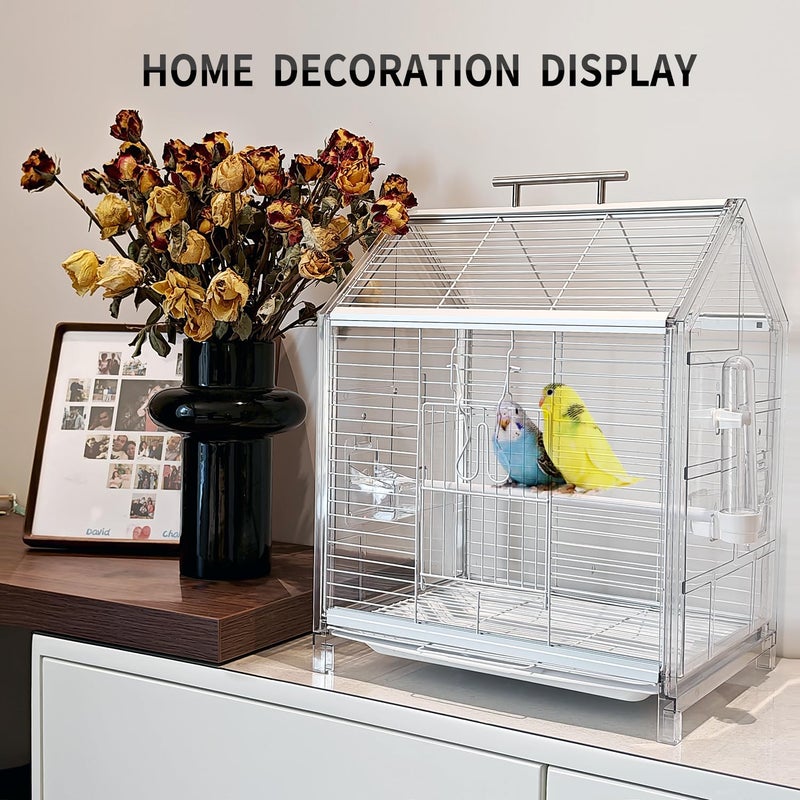 AideeGrowth 20.5 inch Small Bird Cage, Parrot Cage, Portable Bird Carrier, Travel Carrier Cage for Home, Outing, Pet Clinic, Temporary Placement, for Small Medium Birds(White) - Image 5