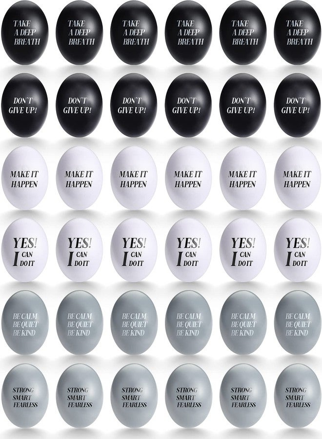 جيريفي جيريفاي، 60 قطعة من كرات تخفيف التوتر التحفيزية مع اقتباسات، كرة تخفيف التوتر من الإسفنج الملهم، 1.57 قدم، كرات تمارين يدوية صغيرة لتخفيف القلق للأطفال والمراهقين والبالغين (أسود، أبيض، رمادي) - Image 1