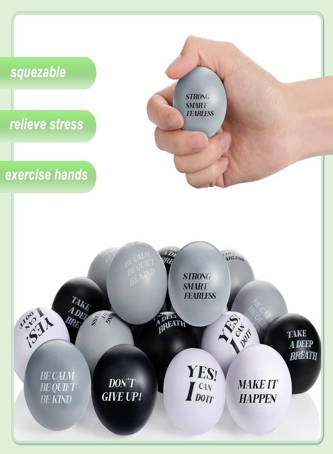 جيريفي جيريفاي، 60 قطعة من كرات تخفيف التوتر التحفيزية مع اقتباسات، كرة تخفيف التوتر من الإسفنج الملهم، 1.57 قدم، كرات تمارين يدوية صغيرة لتخفيف القلق للأطفال والمراهقين والبالغين (أسود، أبيض، رمادي) - Image 3