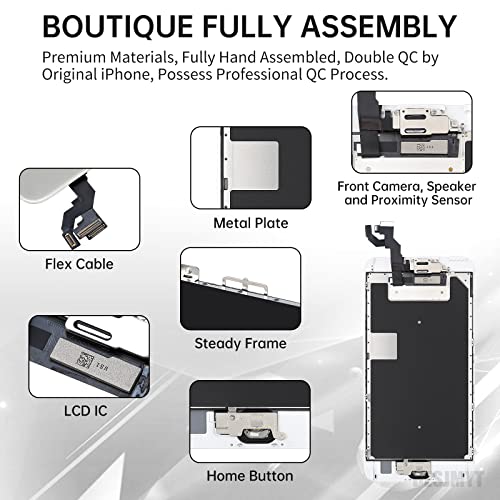BESJMYT for iPhone 6S Plus Screen Replacement with Home Button 5.5" White 3D Touch LCD Display Digitizer Fix Tool Full Assembly with Front Camera Speaker Sensor Glass Protector Repair Kit A1634 A1687 - Image 2