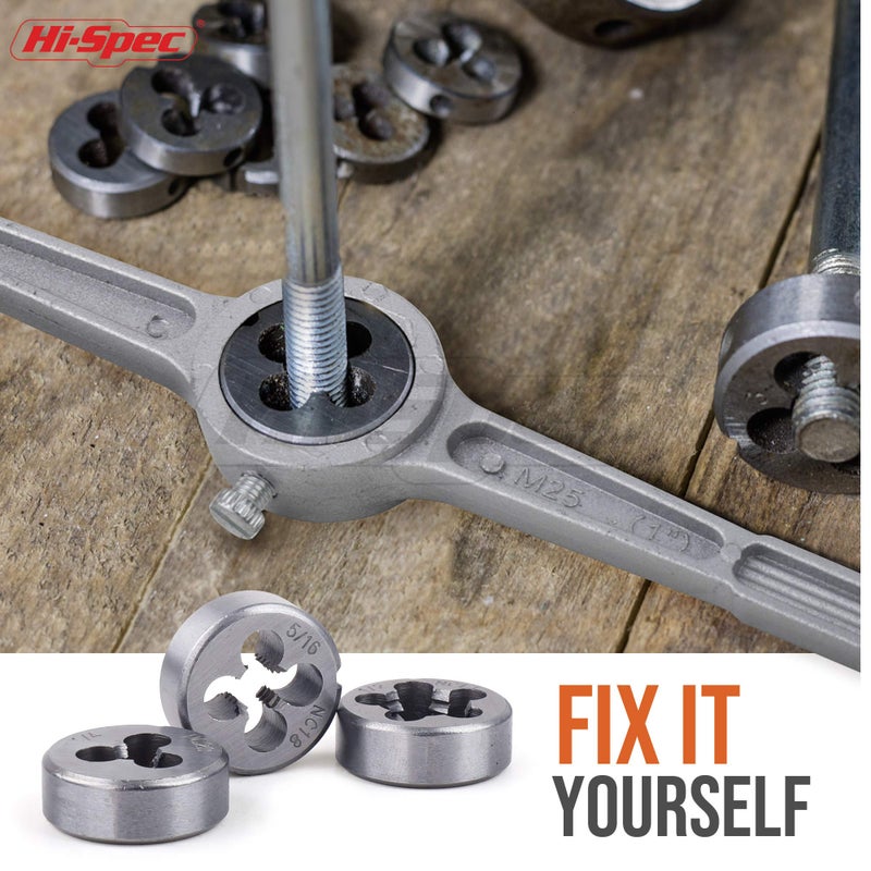 Hi-Spec 39 Piece SAE & Metric Tap & Die Set. Complete M3 to M12 / #4 to 1/2in Fine & Coarse Tools to Cut, Chase and Thread with Screw Pitch Gauge in a Tray Case - Image 4