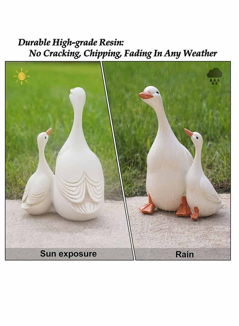 كابتن تيك تماثيل الحلي ، محاكاة تماثيل راتنج البط ، بطة الأم الواقعية وفراخ البط ، راتنج البط الاصطناعي نموذج النحت ديكور الحرف الحلي DIY بطة بيضاء لتزيين بركة الحديقة ، 1 مجموعة - Image 2