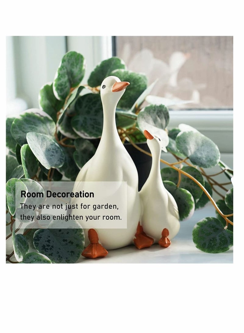 كابتن تيك تماثيل الحلي ، محاكاة تماثيل راتنج البط ، بطة الأم الواقعية وفراخ البط ، راتنج البط الاصطناعي نموذج النحت ديكور الحرف الحلي DIY بطة بيضاء لتزيين بركة الحديقة ، 1 مجموعة - Image 4