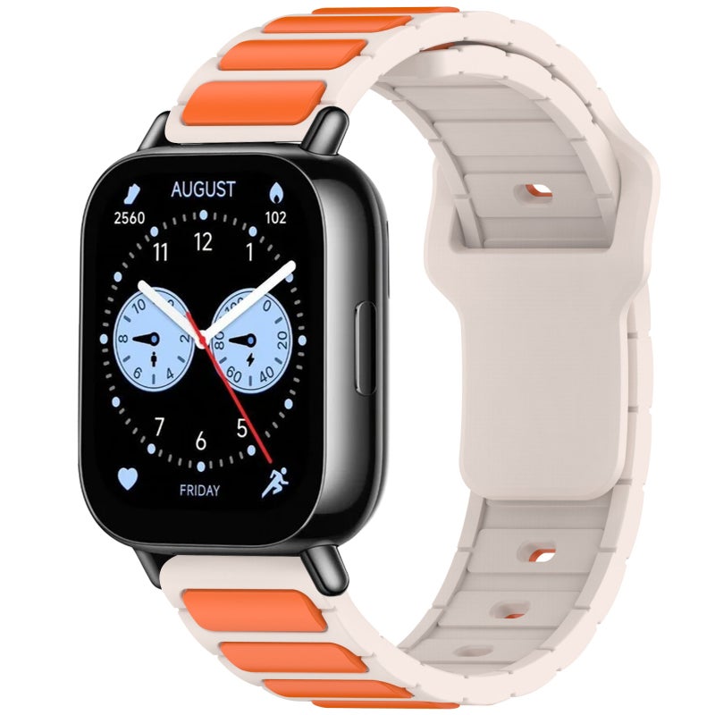 erorex For Xiaomi Watch 22Mm Two Color I-Shaped Silicone Watch Band(Starlight + Orange) - Image 1