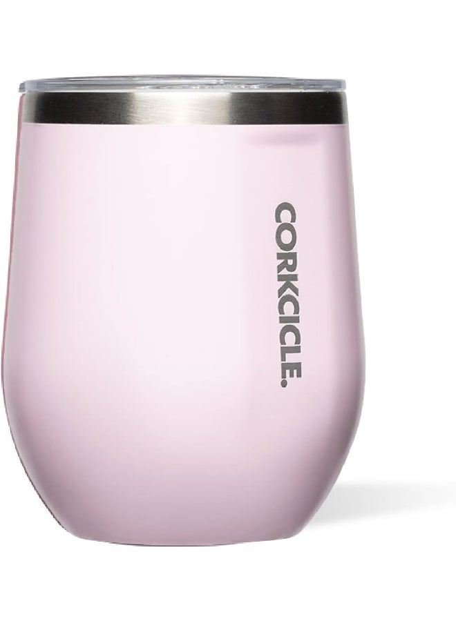 Corkcicle Stemless Insulated Wine Glass Tumbler, Powder Puff, 12 oz – Stainless Steel Stemless Wine Glass Keeps Beverages Cold for 6 Hours, Hot for 3 Hours – Non-Slip, Easy-Grip Insulated Cup - Image 1