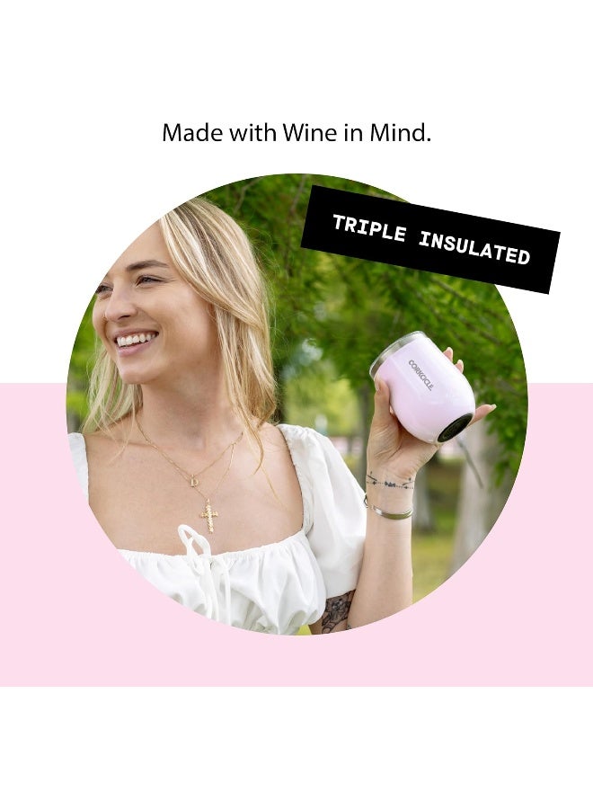 Corkcicle Stemless Insulated Wine Glass Tumbler, Powder Puff, 12 oz – Stainless Steel Stemless Wine Glass Keeps Beverages Cold for 6 Hours, Hot for 3 Hours – Non-Slip, Easy-Grip Insulated Cup - Image 3