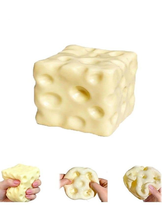GIFT Cheese Squishy Stress Relief, Jumbo Slow Rising Squeeze Cheese Cube, Shapeable Sensory Fidget for Adults, Soft Sugar Squish Ball, Big Cheeses Stress Toy Desk Gift - Image 1