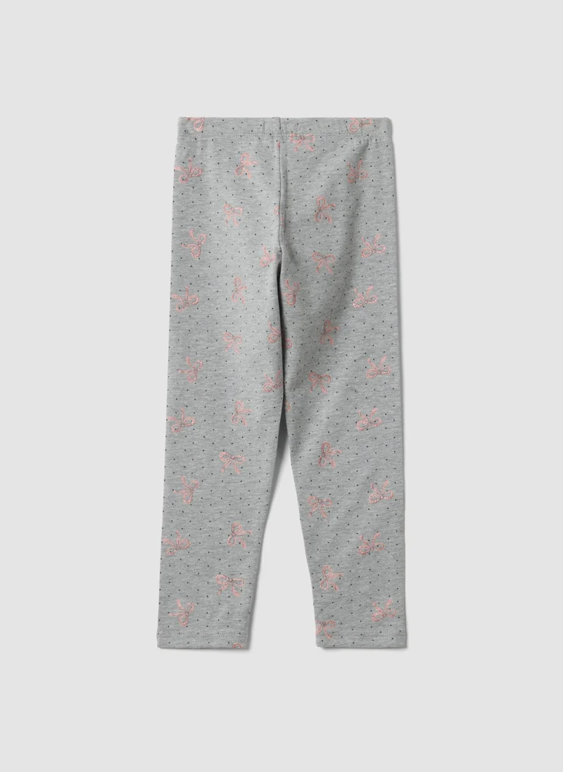 Ovs OVS Grey Skinny Leggings In Stretch Organic Cotton With Bows For Girls