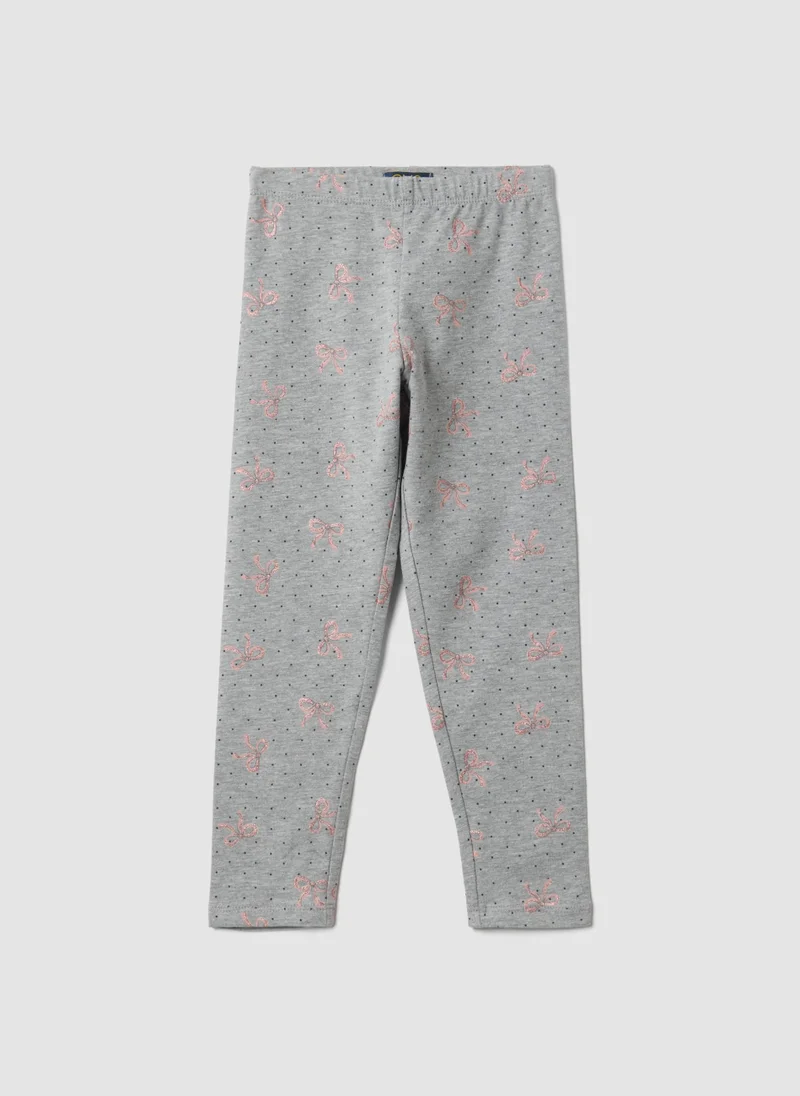 Ovs OVS Grey Skinny Leggings In Stretch Organic Cotton With Bows For Girls