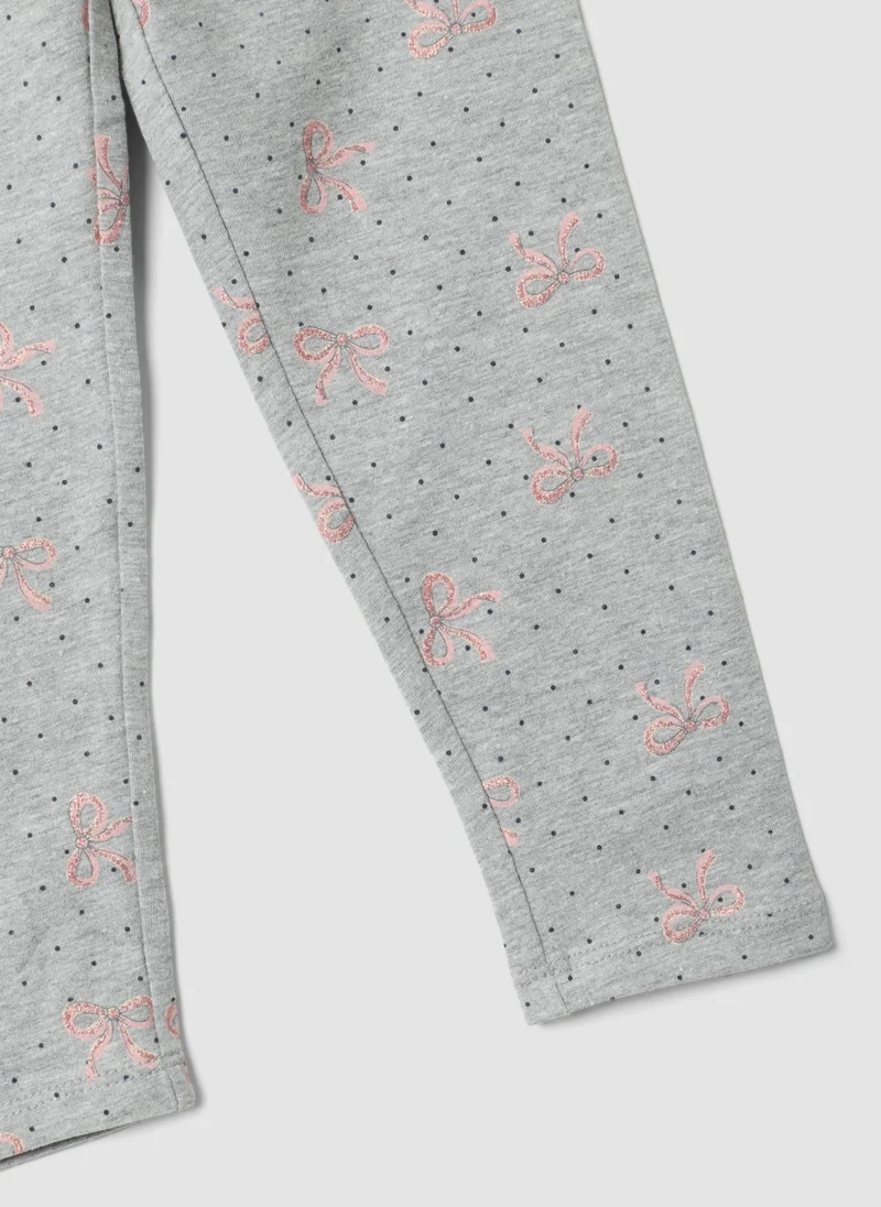 Ovs  OVS Grey Skinny Leggings In Stretch Organic Cotton With Bows For Girls for Women | Best Price UAE