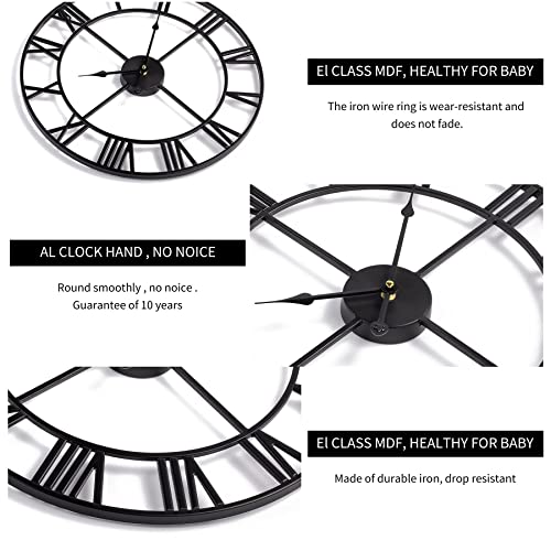 1st owned Large Wall Clock, Metal Retro Roman Numeral Clock, Modern Round Wall Clocks Almost Silent, Easy to Read for Living Room/Home/Kitchen/Bedroom/Office/School Decor (Silver, 18.5 Inch) - Image 5
