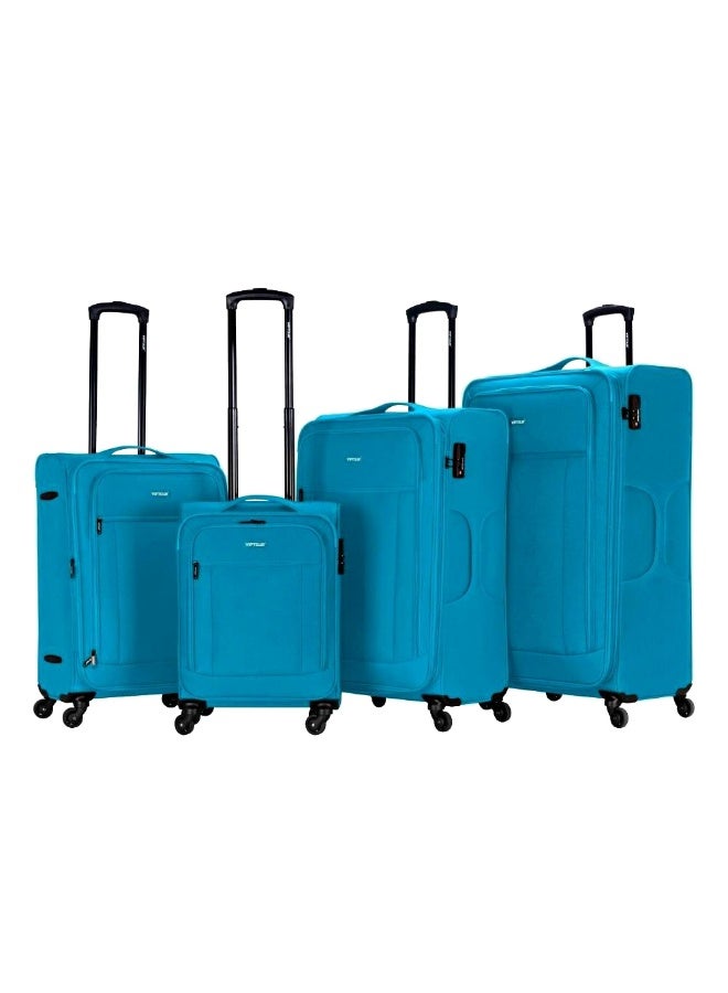 VIPTOUR 4-Piece Fabric Softside Luggage Set with 360° Spinner Wheels & Number Lock – Durable Polyester Travel Trolley Bag (20’’ / 24’’ / 28’’ / 32’’) - TARQUOISE - Image 1