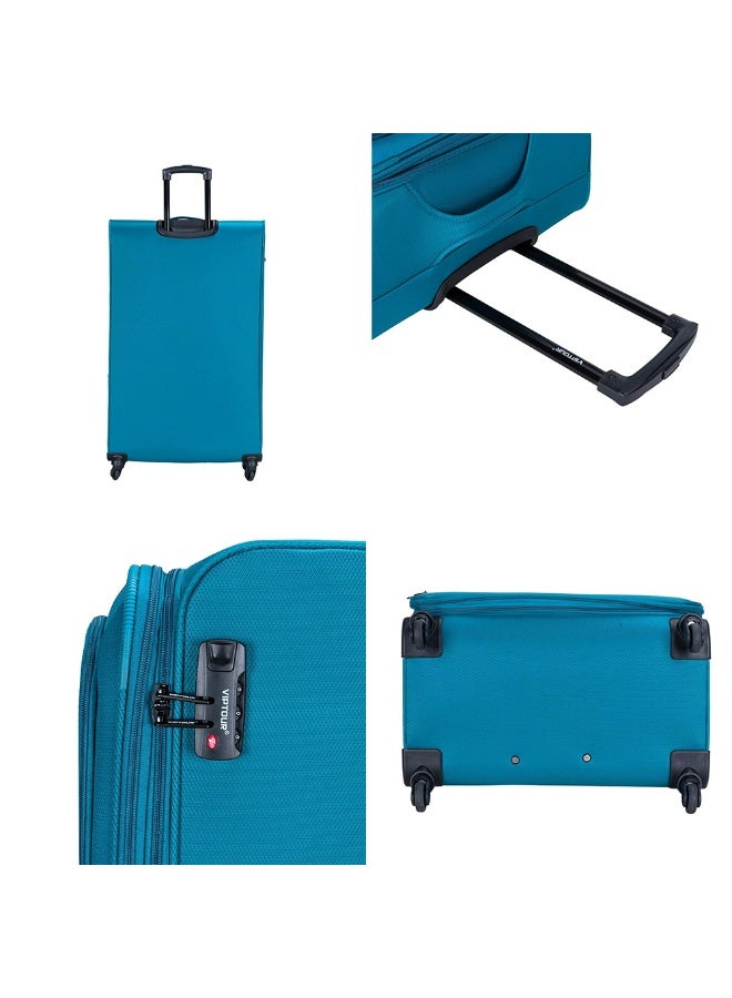 VIPTOUR 4-Piece Fabric Softside Luggage Set with 360° Spinner Wheels & Number Lock – Durable Polyester Travel Trolley Bag (20’’ / 24’’ / 28’’ / 32’’) - TARQUOISE - Image 5