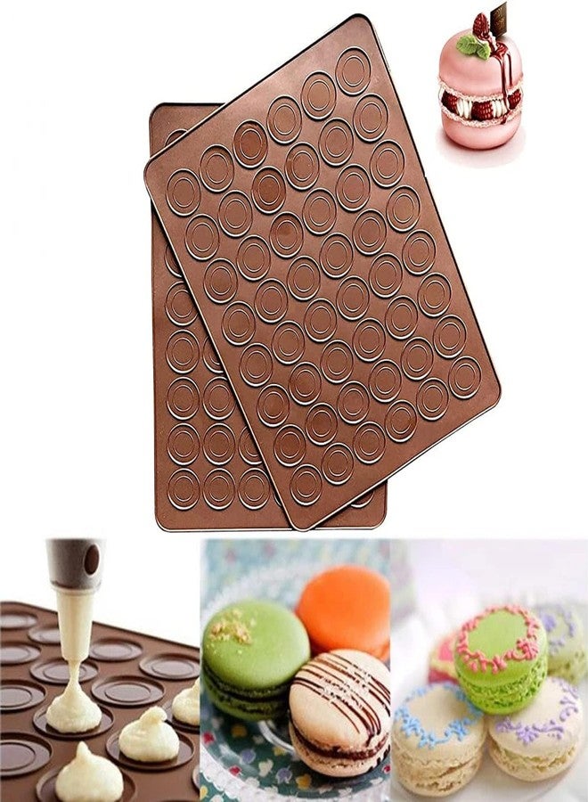 Manwetye 2 PCS 48 Capacity Macaron Silicone Baking Mat Baking Sheet Muffin DIY Chocolate Cookie Mould for Baking, Non-Stick, Easy to Clean, Reusable Baking Liner Tray Set - Image 1