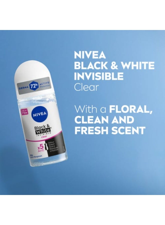 Nivea Deodorant Roll on invisible black and White  50ml - Image 1