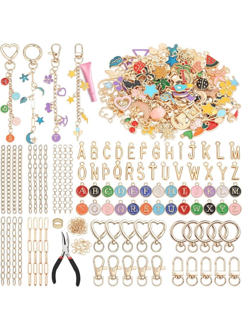 Bukela Highergo 404 Pcs Charms Lip Gloss Keychain Making Kit DIY Craft Supply Including 24 Keychain Clip 28 Extender Chain 208 Charms Jewelry Plier for Custom Bag Phone Crafting Jewelry Making Kit - Image 1