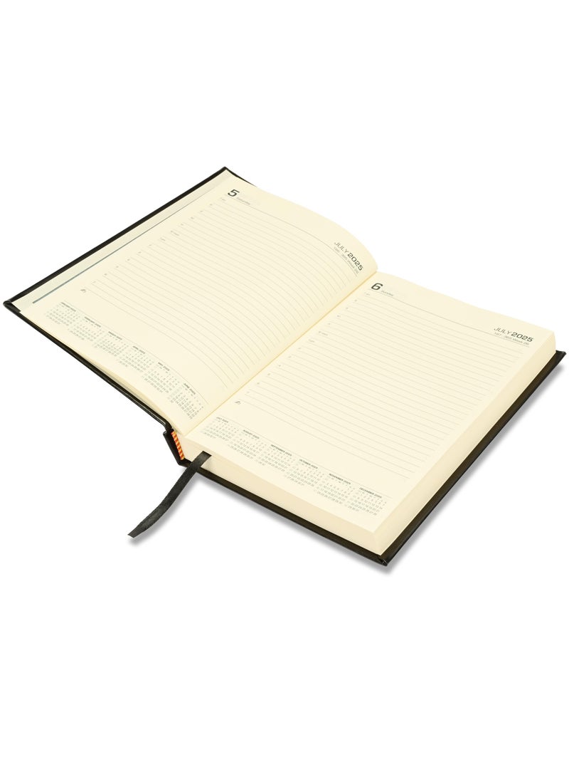 FIS FIS 2025-2026 ACADEMIC DIARY, A5 Size(148x210mm) with German Bonded Leather Cover Materials, English, 70gsm Italian Ivory Paper, Black Color, Pack in Gift Box-FSDI15EBL2526BK  - Image 3