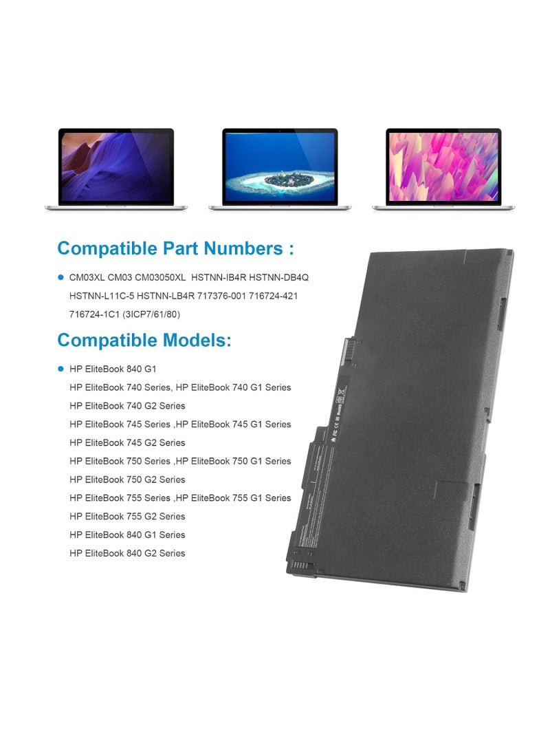Generic Replacement Laptop Battery for HP EliteBook 740 745 750 755 840 845 850 855 G1 Series, 740 745 750 755 840 845 850 855 G2  - Image 3