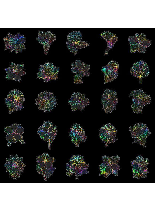 Bluejw 50 Various Flowers Children's Silver Laser Stickers Flowers Student Awards Decorative Silver Laser Stickers - Image 5