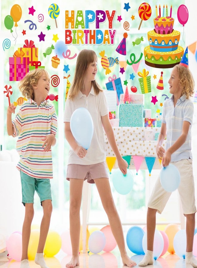 وولاين ملصقات نوافذ "عيد ميلاد سعيد" من والين، 6 أوراق، بتصميمات ملونة، على شكل كعكة عيد ميلاد أو بالون أو هدية، قابلة لإعادة الاستخدام لتزيين المنزل ومستلزمات حفلات الذكرى السنوية. - Image 5