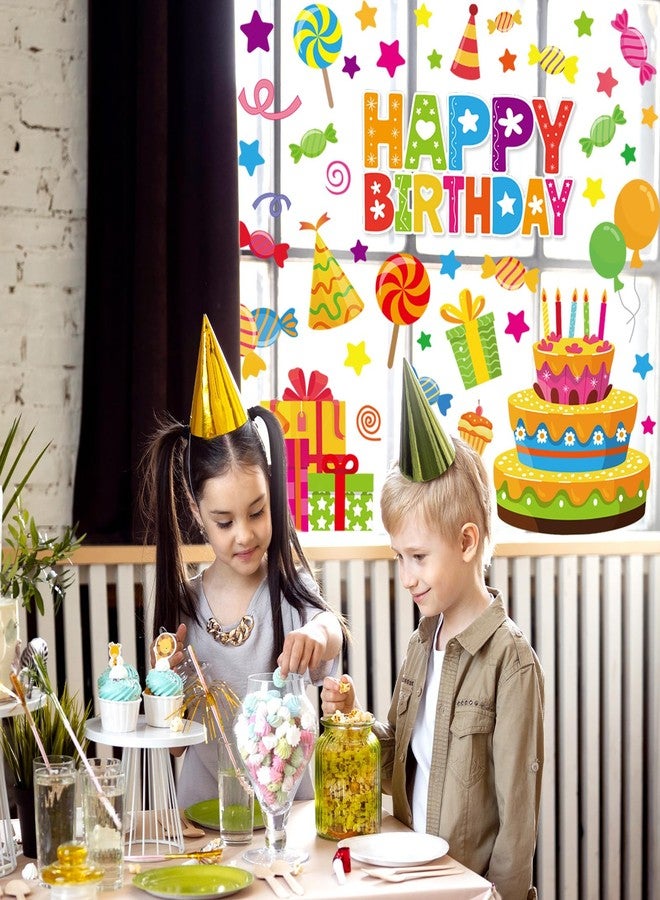 وولاين ملصقات نوافذ "عيد ميلاد سعيد" من والين، 6 أوراق، بتصميمات ملونة، على شكل كعكة عيد ميلاد أو بالون أو هدية، قابلة لإعادة الاستخدام لتزيين المنزل ومستلزمات حفلات الذكرى السنوية. - Image 3