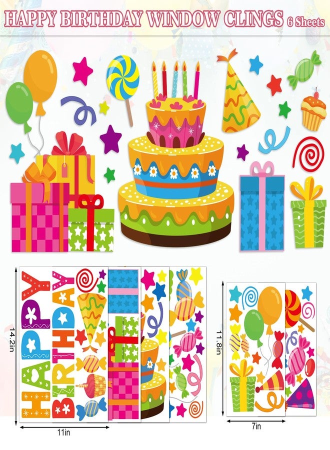 وولاين ملصقات نوافذ "عيد ميلاد سعيد" من والين، 6 أوراق، بتصميمات ملونة، على شكل كعكة عيد ميلاد أو بالون أو هدية، قابلة لإعادة الاستخدام لتزيين المنزل ومستلزمات حفلات الذكرى السنوية. - Image 4