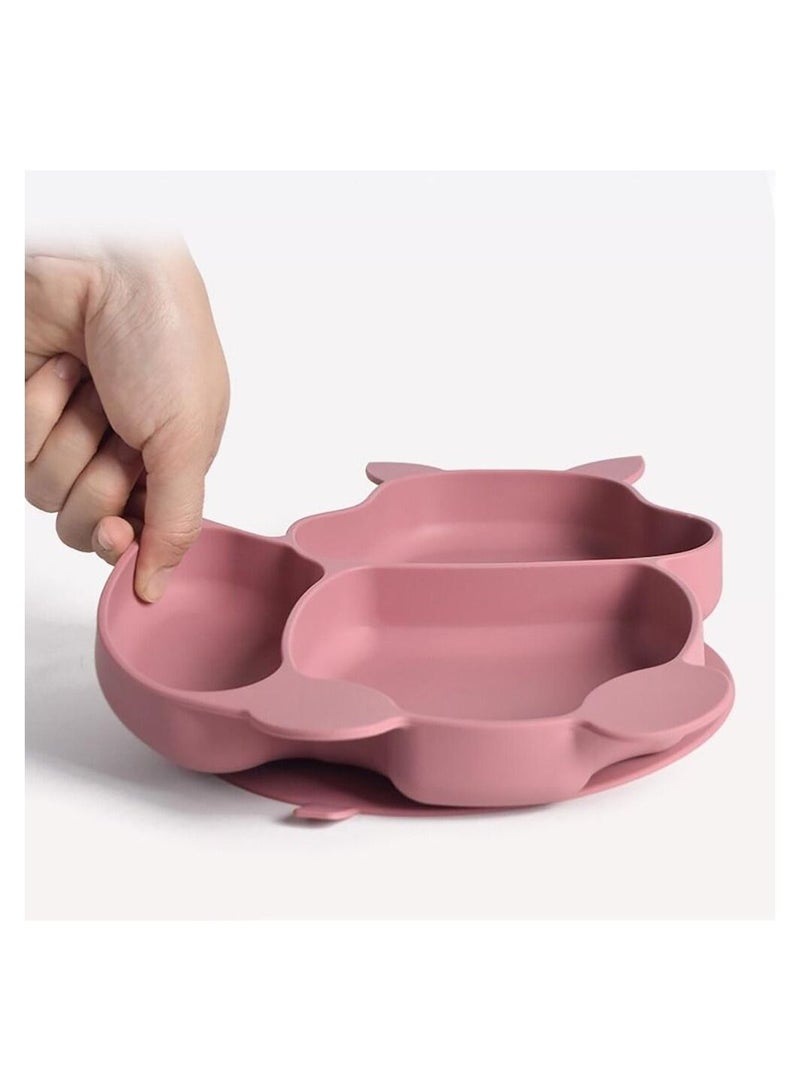 هايلاند طقم ملعقة وشوكة من 3 قطع من السيليكون على شكل سنجاب وردي للأطفال لفطام الطفل - Image 2