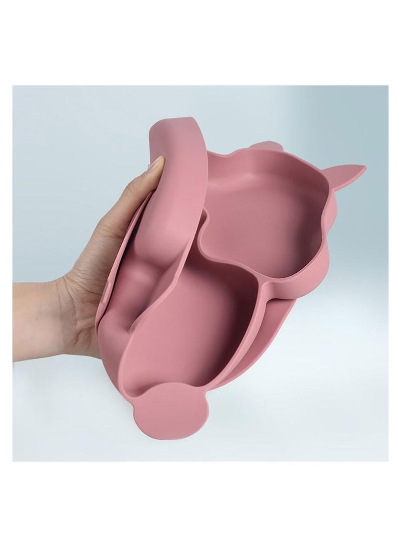 هايلاند طقم ملعقة وشوكة من 3 قطع من السيليكون على شكل سنجاب وردي للأطفال لفطام الطفل - Image 3