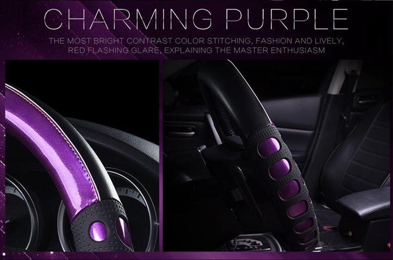 NIKAVI Fashion Steering Wheel Cover - Violet Color | Size - Medium | Diameter 38 cm | O-Type | Car Steering Wheel Protector, Anti-Slip, Stylish Leather Finish Grip Cover for Round Steering Wheels - Image 5