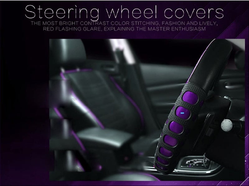 NIKAVI Fashion Steering Wheel Cover - Violet Color | Size - Medium | Diameter 38 cm | O-Type | Car Steering Wheel Protector, Anti-Slip, Stylish Leather Finish Grip Cover for Round Steering Wheels - Image 4