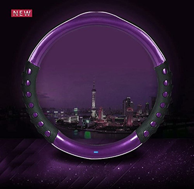 NIKAVI Fashion Steering Wheel Cover - Violet Color | Size - Medium | Diameter 38 cm | O-Type | Car Steering Wheel Protector, Anti-Slip, Stylish Leather Finish Grip Cover for Round Steering Wheels - Image 3