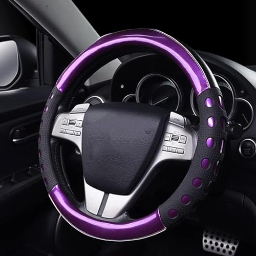 NIKAVI Fashion Steering Wheel Cover - Violet Color | Size - Medium | Diameter 38 cm | O-Type | Car Steering Wheel Protector, Anti-Slip, Stylish Leather Finish Grip Cover for Round Steering Wheels - Image 2