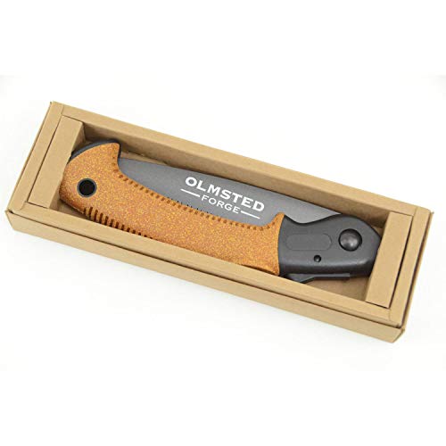 OLMSTED FORGE Hand Saw with 7 Inch Folding Blade and Push Button Lock - Portable Saw for Camping, Hiking, Hunting, Pruning, Tree Trimming, Cutting Branches - Image 3