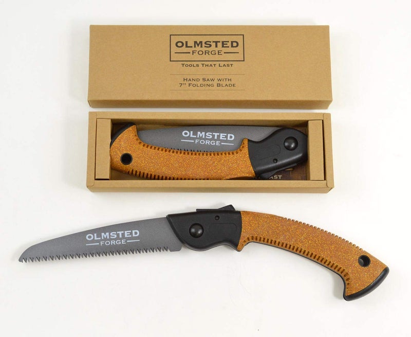 OLMSTED FORGE Hand Saw with 7 Inch Folding Blade and Push Button Lock - Portable Saw for Camping, Hiking, Hunting, Pruning, Tree Trimming, Cutting Branches - Image 5