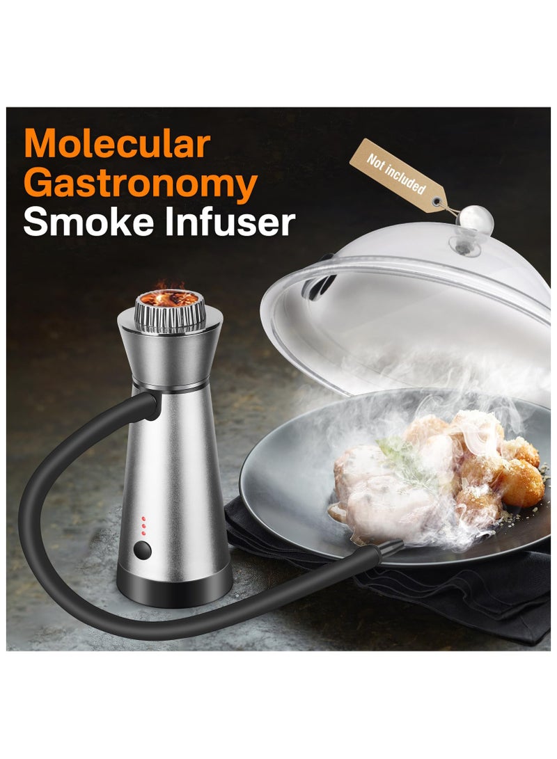 SYOSI Cocktail Smoker Kit, Smoking Gun Food Smoker with Cup, Lid and 4 Flavors Wood Chips, Handheld Portable Drink and Food Smoker Infuser for Cocktails Meat Drinks BBQ Cheese, for Men (Silver) - Image 2